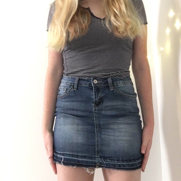 Dresses & Skirts - Jean skirt with raw hem